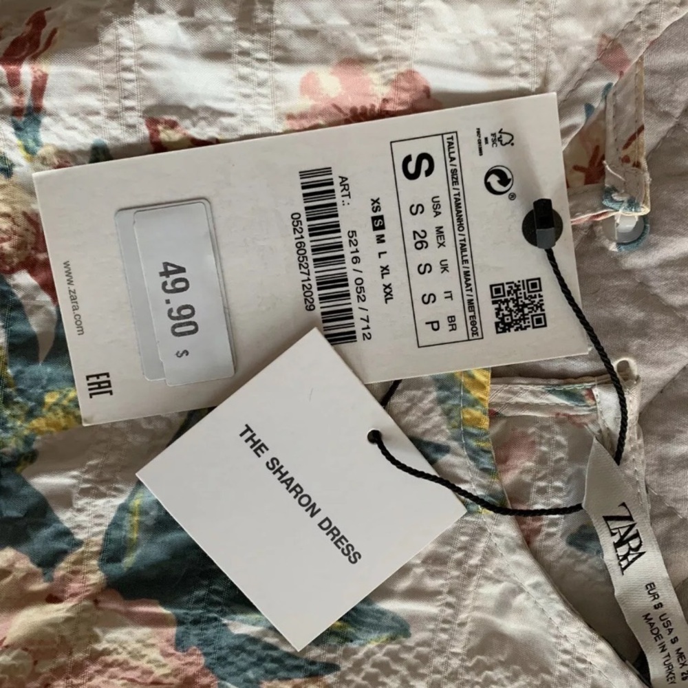 ZARA Sz Small Baby Doll Floral Print Dress Long Sleeves The Sharon dress - Picture 5 of 5